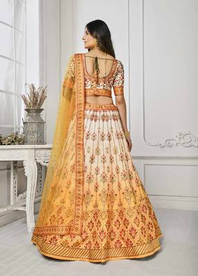 Yellow Color Semistitched Digital Print Lehenga With Unstitched Blouse And Dupatta 3