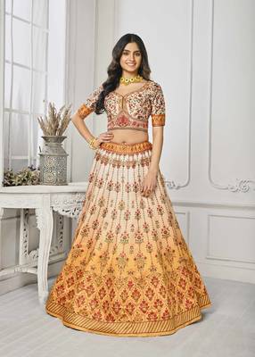 Yellow Color Semistitched Digital Print Lehenga With Unstitched Blouse And Dupatta 4