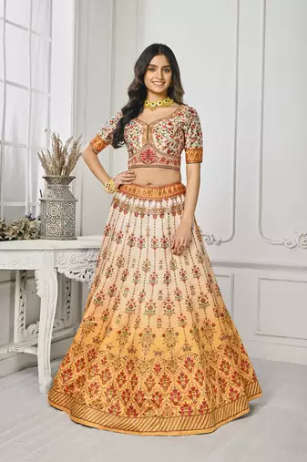 Yellow Color Semistitched Digital Print Lehenga With Unstitched Blouse And Dupatta