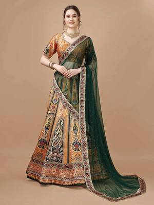 Yellow Color Semistitched Digital Print Lehenga With Unstitched Blouse And Dupatta 1
