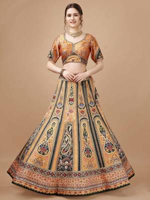 Yellow Color Semistitched Digital Print Lehenga With Unstitched Blouse And Dupatta 2