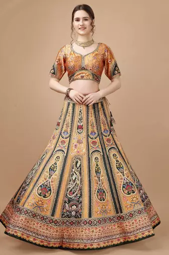 Yellow Color Semistitched Digital Print Lehenga With Unstitched Blouse And Dupatta