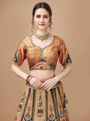 Yellow Color Semistitched Digital Print Lehenga With Unstitched Blouse And Dupatta 3
