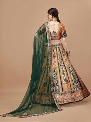 Yellow Color Semistitched Digital Print Lehenga With Unstitched Blouse And Dupatta 4