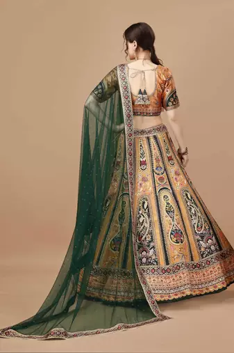Yellow Color Semistitched Digital Print Lehenga With Unstitched Blouse And Dupatta