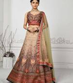 Cream Color Semistitched Digital Print Lehenga With Unstitched Blouse And Dupatta