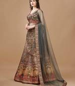 Brown Color Semistitched Digital Print Lehenga With Unstitched Blouse And Dupatta