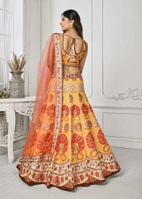 Yellow Color Semistitched Digital Print Lehenga With Unstitched Blouse And Dupatta 4