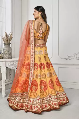 Yellow Color Semistitched Digital Print Lehenga With Unstitched Blouse And Dupatta