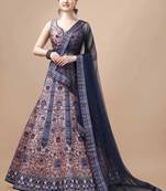 Blue Color Semistitched Digital Print Lehenga With Unstitched Blouse And Dupatta