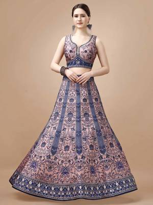 Blue Color Semistitched Digital Print Lehenga With Unstitched Blouse And Dupatta 2