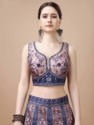 Blue Color Semistitched Digital Print Lehenga With Unstitched Blouse And Dupatta 3