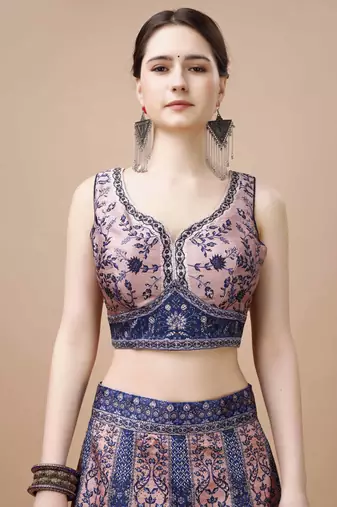 Blue Color Semistitched Digital Print Lehenga With Unstitched Blouse And Dupatta
