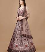 Peach Color Semistitched Digital Print Lehenga With Unstitched Blouse And Dupatta