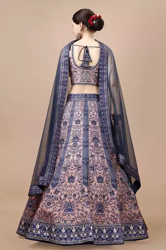Blue Color Semistitched Digital Print Lehenga With Unstitched Blouse And Dupatta