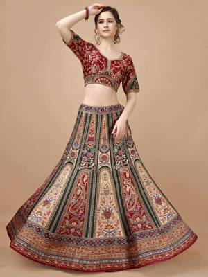 Multi Color Semistitched Digital Print Lehenga With Unstitched Blouse And Dupatta 1