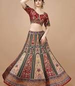 Multi Color Semistitched Digital Print Lehenga With Unstitched Blouse And Dupatta