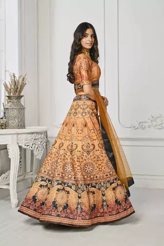 Multi Color Semistitched Digital Print Lehenga With Unstitched Blouse And Dupatta