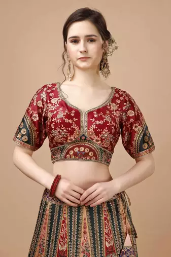 Multi Color Semistitched Digital Print Lehenga With Unstitched Blouse And Dupatta