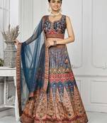 Blue Color Semistitched Digital Print Lehenga With Unstitched Blouse And Dupatta