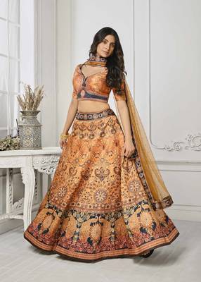 Multi Color Semistitched Digital Print Lehenga With Unstitched Blouse And Dupatta 4