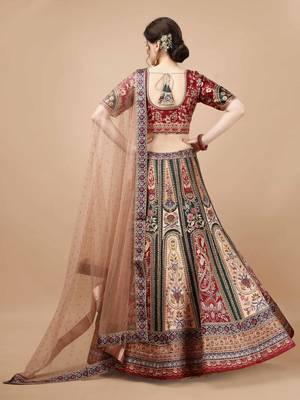 Multi Color Semistitched Digital Print Lehenga With Unstitched Blouse And Dupatta 3