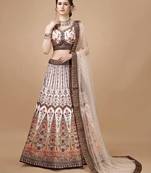 Brown Color Semistitched Digital Print Lehenga With Unstitched Blouse And Dupatta