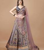 Purple Color Semistitched Digital Print Lehenga With Unstitched Blouse And Dupatta