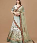 Green Color Semistitched Digital Print Lehenga With Unstitched Blouse And Dupatta