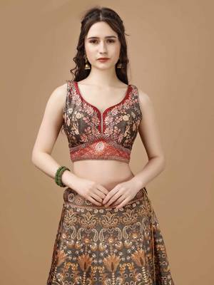Multi Color Semistitched Digital Print Lehenga With Unstitched Blouse And Dupatta 4