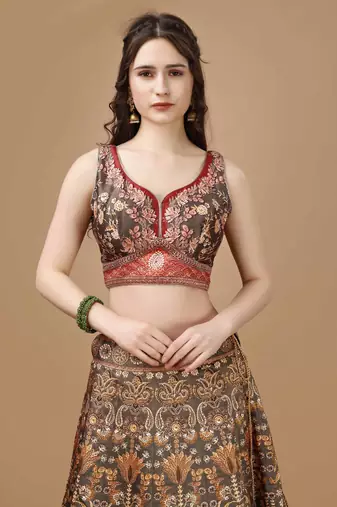 Multi Color Semistitched Digital Print Lehenga With Unstitched Blouse And Dupatta