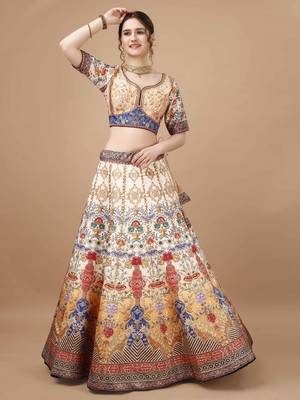 Multi Color Semistitched Digital Print Lehenga With Unstitched Blouse And Dupatta 1