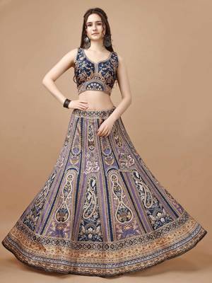 Purple Color Semistitched Digital Print Lehenga With Unstitched Blouse And Dupatta 2
