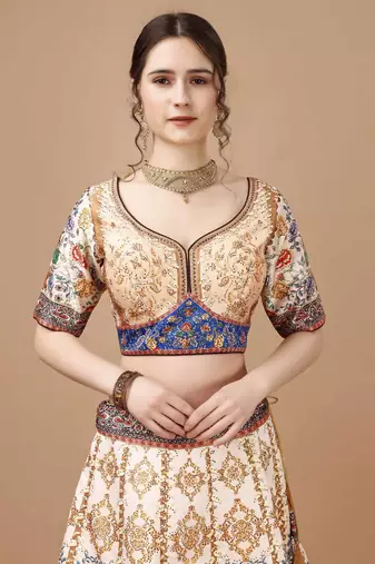 Multi Color Semistitched Digital Print Lehenga With Unstitched Blouse And Dupatta