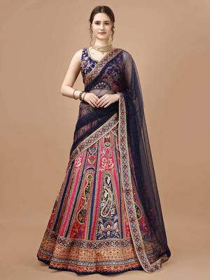 Pink Color Semistitched Digital Print Lehenga With Unstitched Blouse And Dupatta 1