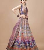 Purple Color Semistitched Digital Print Lehenga With Unstitched Blouse And Dupatta