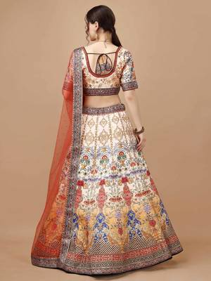 Multi Color Semistitched Digital Print Lehenga With Unstitched Blouse And Dupatta 3