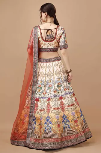 Multi Color Semistitched Digital Print Lehenga With Unstitched Blouse And Dupatta