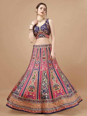Pink Color Semistitched Digital Print Lehenga With Unstitched Blouse And Dupatta 2