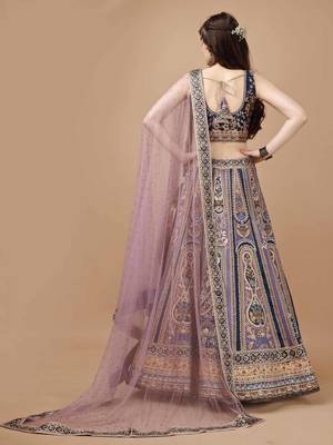Purple Color Semistitched Digital Print Lehenga With Unstitched Blouse And Dupatta 4