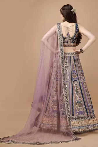 Purple Color Semistitched Digital Print Lehenga With Unstitched Blouse And Dupatta