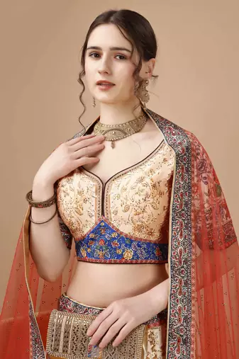 Multi Color Semistitched Digital Print Lehenga With Unstitched Blouse And Dupatta