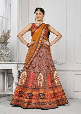 Multi Color Semistitched Digital Print Lehenga With Unstitched Blouse And Dupatta 1