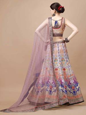 Purple Color Semistitched Digital Print Lehenga With Unstitched Blouse And Dupatta 4