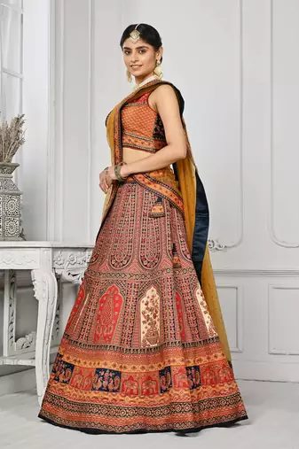 Multi Color Semistitched Digital Print Lehenga With Unstitched Blouse And Dupatta