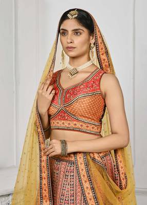Multi Color Semistitched Digital Print Lehenga With Unstitched Blouse And Dupatta 3