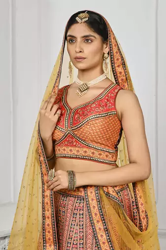 Multi Color Semistitched Digital Print Lehenga With Unstitched Blouse And Dupatta
