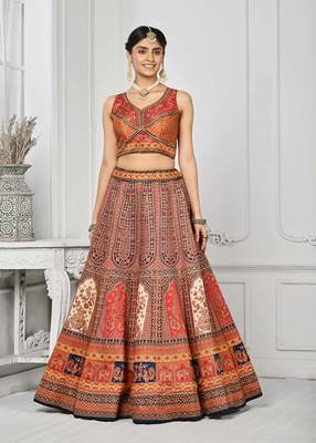Multi Color Semistitched Digital Print Lehenga With Unstitched Blouse And Dupatta 4