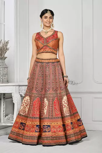 Multi Color Semistitched Digital Print Lehenga With Unstitched Blouse And Dupatta