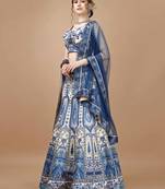 Blue Color Semistitched Digital Print Lehenga With Unstitched Blouse And Dupatta